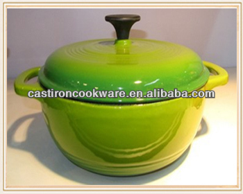 Green Enamel Coated Cast Iron Casserole / Cookware