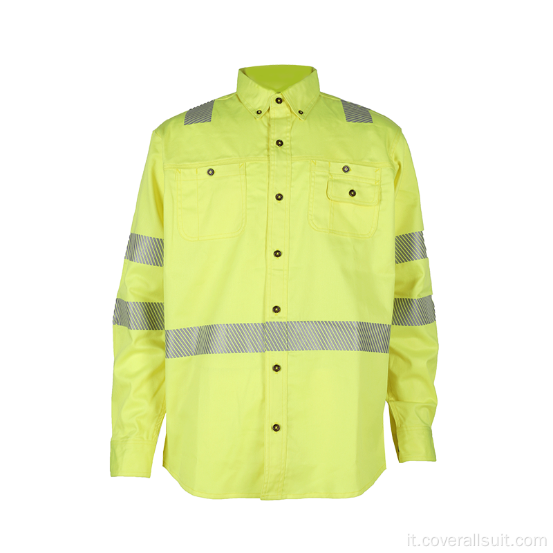 Camicia da lavoro in tessuto ignifugo Cotton Hi Vis