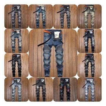 Designer Stretch Denim Blue and Black Men's Jeans Wholesale