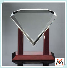 crystal and acrylic trophy with red wood base,acrylic display trophy,acrylic trophy block