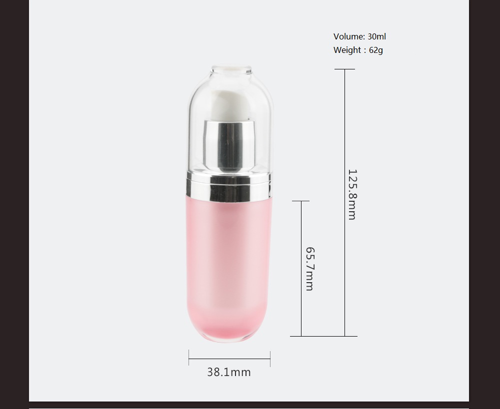 Pink acrylic round cosmetic Bottle with SILVER caps 