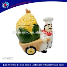 smile chef carry corn large ceramic cookies and candy pot,snacks jar