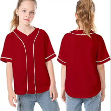 Custom Logo Sewn Blank Collared Kids Baseball Jerseys with Custom Tag