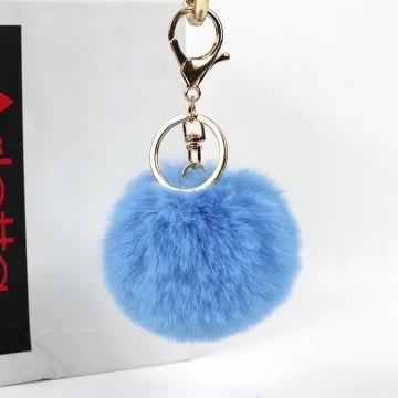 Fluffy Faux Rabbit Fur Ball Charm Pom Pom Car Keychain Handbag Key Ring