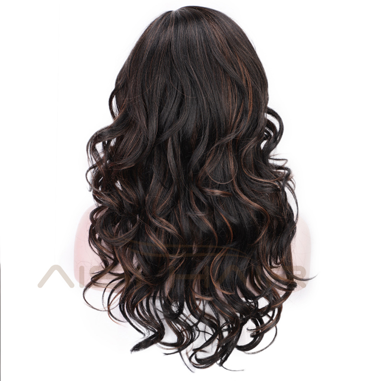 Aisi Hair Synthetic Black Body Wave Long Wavy Black Mixed Wig Heat Resistant Fiber Hair Wig For Black White Women Cosplay Wigs