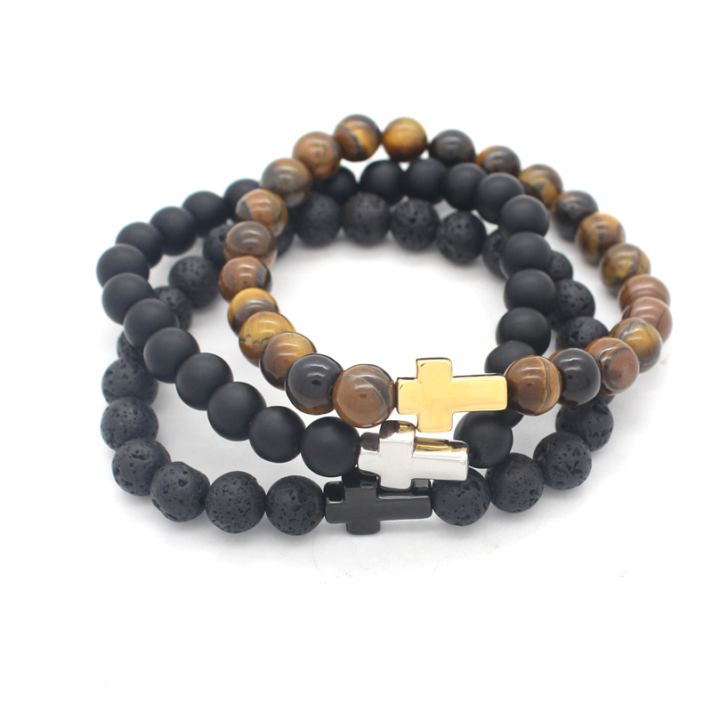 Yudan Jewelry Mens Jewelry Cross religious bead bracelets