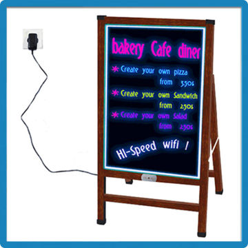 Hot new promotional wooden-alike stand independently writing advertising screen board sign led wrting memu board