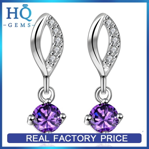 Top quality purple crystal copper plated silver earring clip