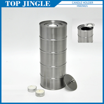 Large cylinder stainless steel tealight candle holder