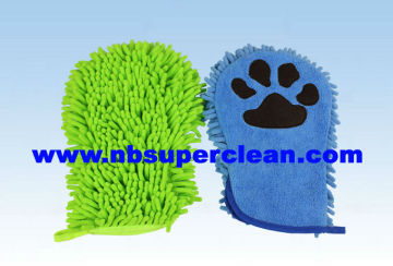 Microfiber Chenille Fingerless Gloves with Embroidery,Chenille Gloves