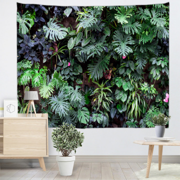 Green Leaves Wall Tapestry Tropical Plants with Flower Nature Tapestry Wall Hanging for Livingroom Bedroom Dorm Home Decor
