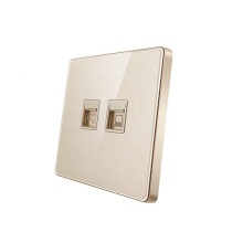 Modern Gold Acrylic Glass Tel and PC Wall Socket - British Standard