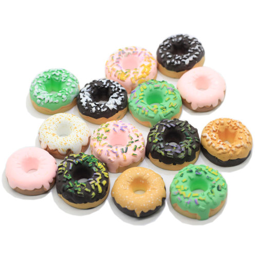 Donut Artificial, cuentas de resina artesanales, simulación 3D, comida, bonita decoración de pasteles, encantos, llavero, adorno, joyería, adorno