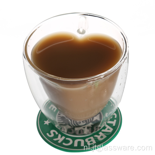 Dubbelwandige hittebestendige glazen beker voor koffie
