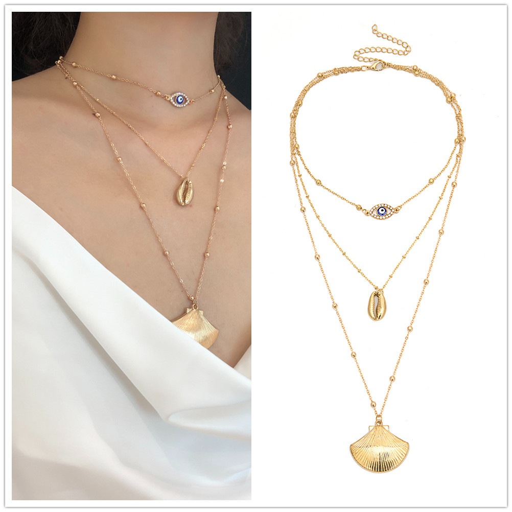 2021 simplicity multilayer charm chain women necklace,custom gold plated necklaces jewelry