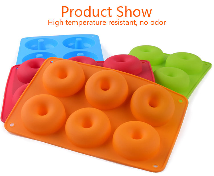 Silicone Donut Baking Pan 6 Cavity Donut Baking Mold Heat-resistant Baking Pan for Cake Biscuit Bagels and Muffins