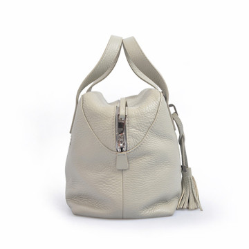 Sac fourre-tout en cuir véritable blanc feutré Mammy