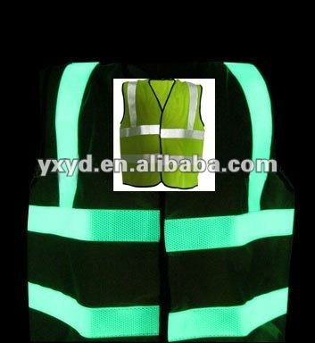 glow and reflective vest/photoluminescent and reflective safety vest