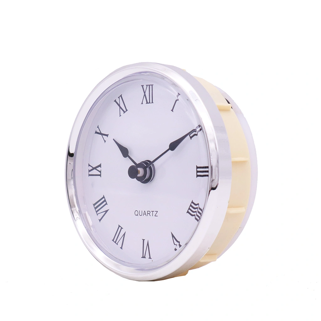 80mm Silver Frame Clock Insert with PVC Roma Dial