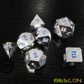 Bescon Shiny Silver-Ore Lode Solid Metal Dice Set, Raw Metal Polyhedral D&D RPG 7-Dice Set