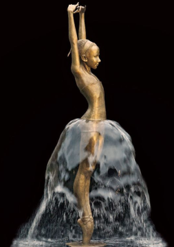 Art Metal Craft Bronze Casting Ballerina Statue Fountain for Wholesale