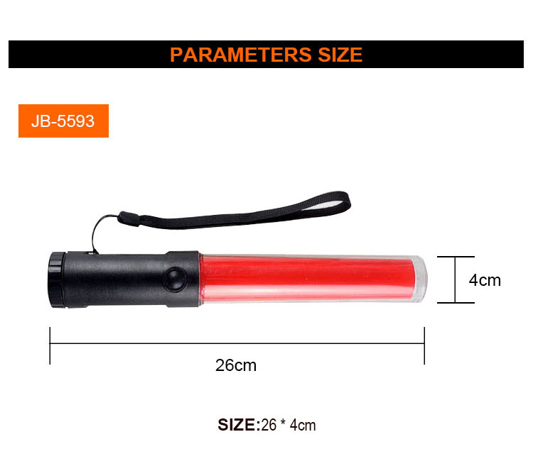 Torch Light Led Traffic Baton With 3AA Battery, Plastic Rubber Security LED Traffic Baton/