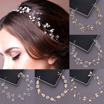 Wedding Headdress 1PC Crystal Pearl Elegant Hair Jewelry Hair Accessories For Bride Crown Floral Elegant Hair Ornaments Hairpin