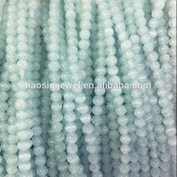 Wholesale light blue cat eye beads natural gemstone colorful cat eye stone beads