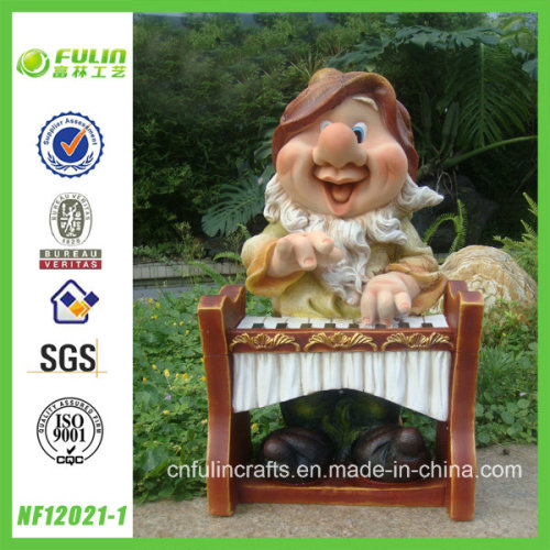 Figurita de resina de Gnome músico serie jardín (NF12021-1)