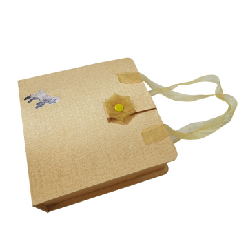 Caixa de presente de chocolate flip personalizado com alça de fita