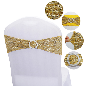 Glittering Gold Sequin Chair Sashes for Wedding Decorations