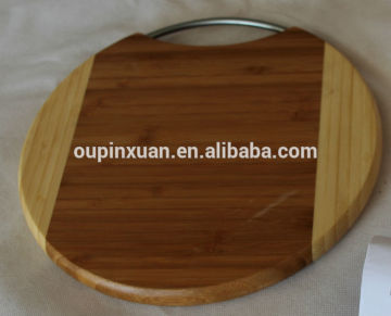 Potable round shaped chopping blocks with stainless steel handle,beauty choping board sets
