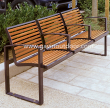 Metal and wooden park seating 3-seat bench seat