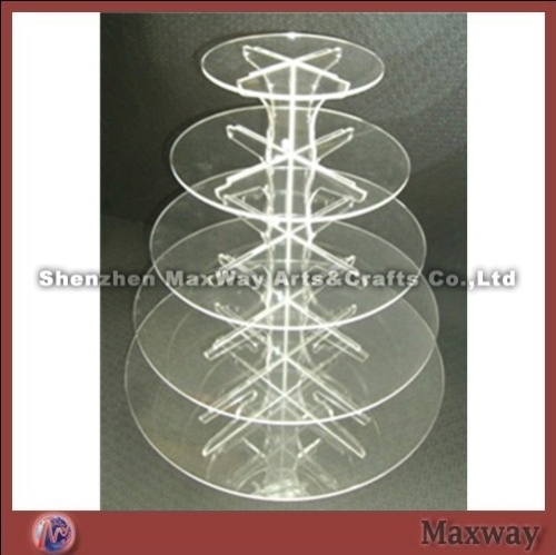 Crystal polished 5 tier round acrylic birthday cupcake holder