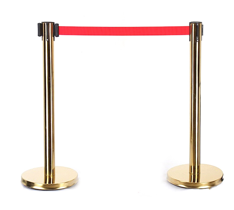 Public isolation and security to Folding Hotel Railing Crowd Control Barrier Stanchion, Stainless Steel Belt/