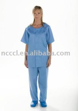 100% cotton coloured iron free anti fire lady working garment
