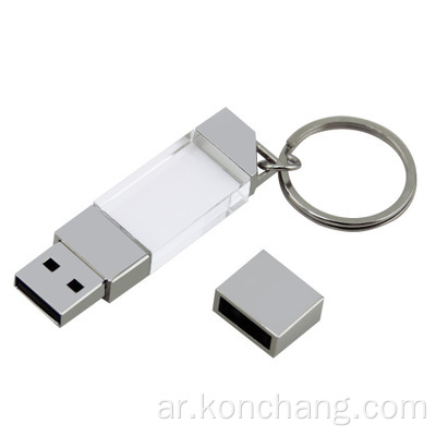 محرك فلاش USB زجاج كريستال صغير شعار ثلاثي الأبعاد