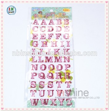 Wholesale glitter alphabet stickers , rhinestone sticker , custom stickers