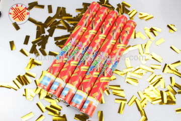 Gold confetti party poppers / confetti streamer launchers / streamer confetti shooter