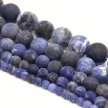 Haosiqi jewelry wholesale jewelry making bead natural stone beads matte blue sodalite bead