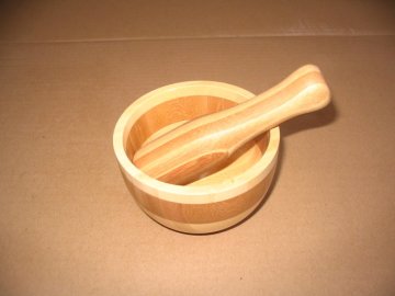 zebra-stripe bamboo mortar and pestle