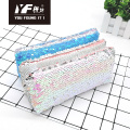 Popular simple color embroidery partysu pu pencil case