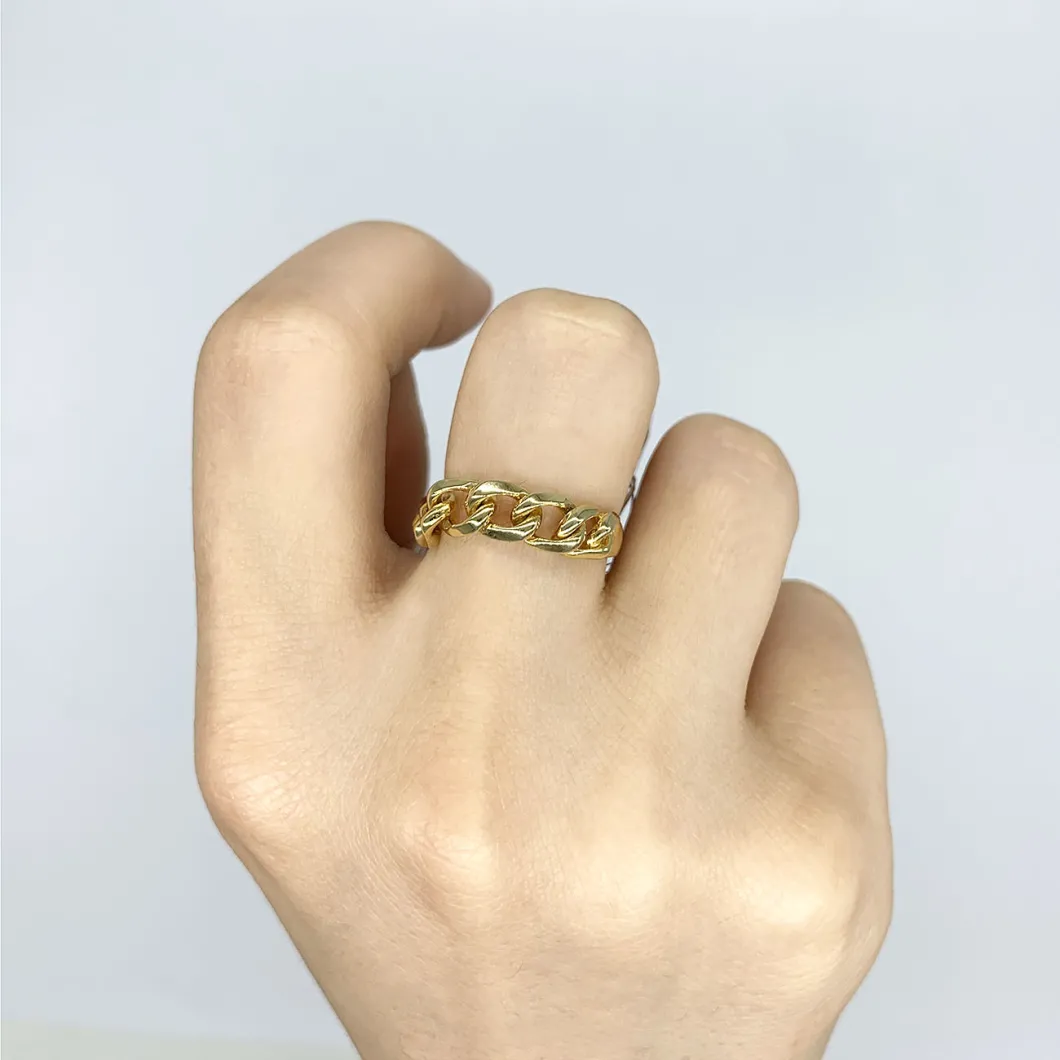 925 Sterling Silver 14K 18K Gold Simple Chain Ring