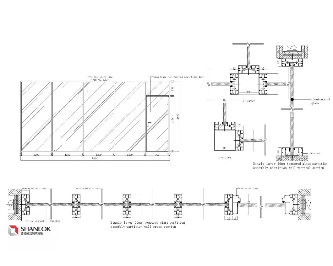 Easy Installation Glass Office Partition, Glass Wall