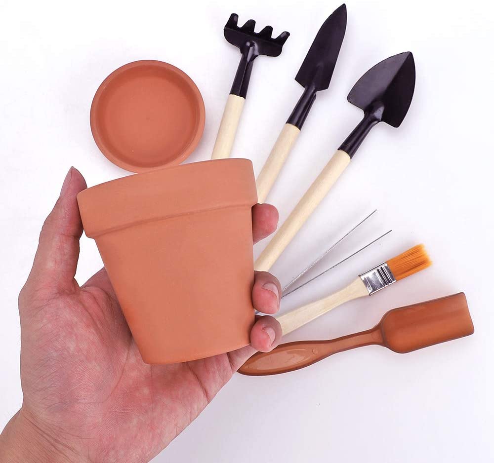 Pot terracotta kecil 3 inci dengan piring