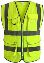 Vest men multi pocket reflective safety vest