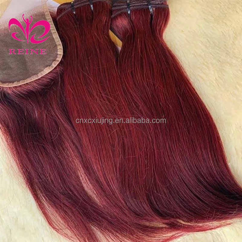 12A Grade Best Quality Raw Cuticle Aligned Hair Bundles 99J color  Vendors Vietnam hair Double Drawn Human Hair Bone Straight