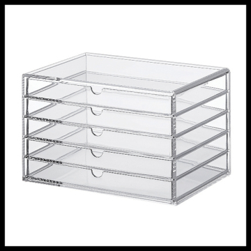 clear acrylic jewelry box with 5 drawers