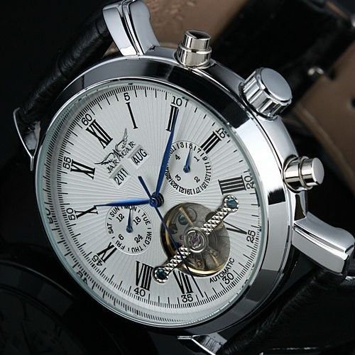 Silver Case Accurate Tourbillion Mechanical Watch , Automatic Watch