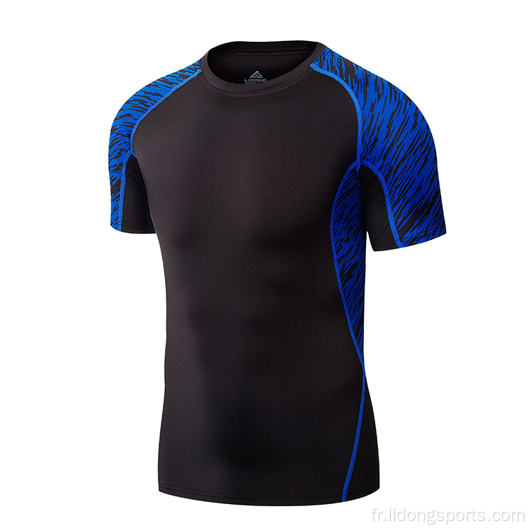 Lidong Grossistes Sports à manches courtes personnalisées Tops Sports Sports Sports Compression Gym Gym Port